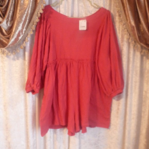 - Sale - Free People Sexy Wide Romper w/ long  Ballons puff sleeves NEW Ru… - Picture 3 of 14